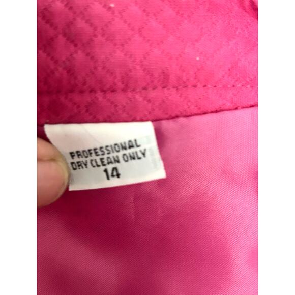 VTG Herbert Grossman Cynthia Sobel Pink Pencil Skirt Sz 14 Made in USA Textured - Picture 3 of 10